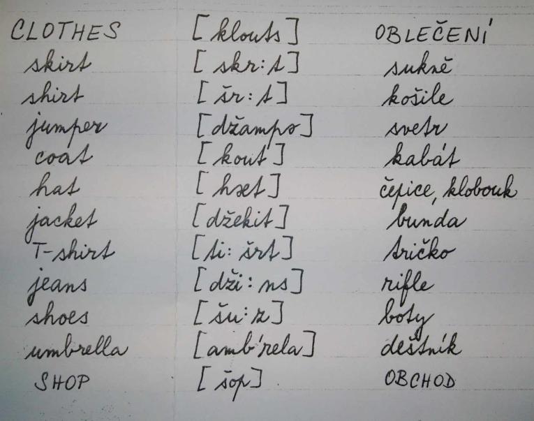 slovíčka do Vocabulary